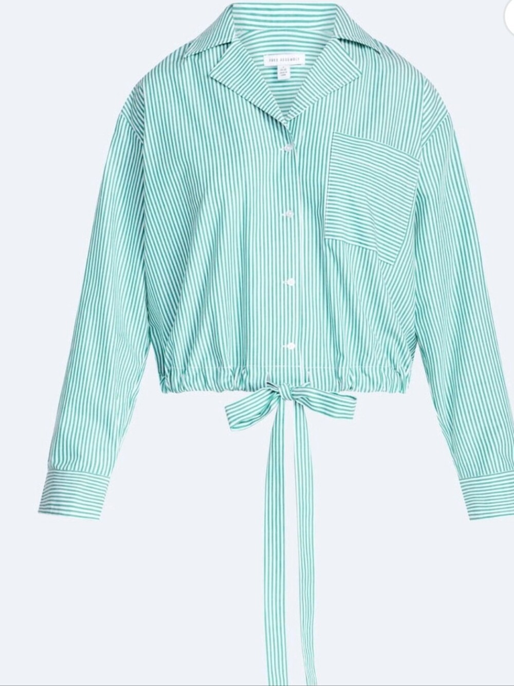 Free Assembly Women's and Women's Plus Cotton Poplin Tie Waist Shirt with Long